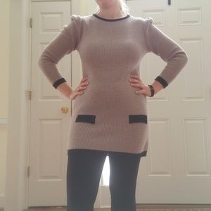 Vintage 80s Neiman Marcus Tunic Sweater‎ Knit Dress Brown Size Small